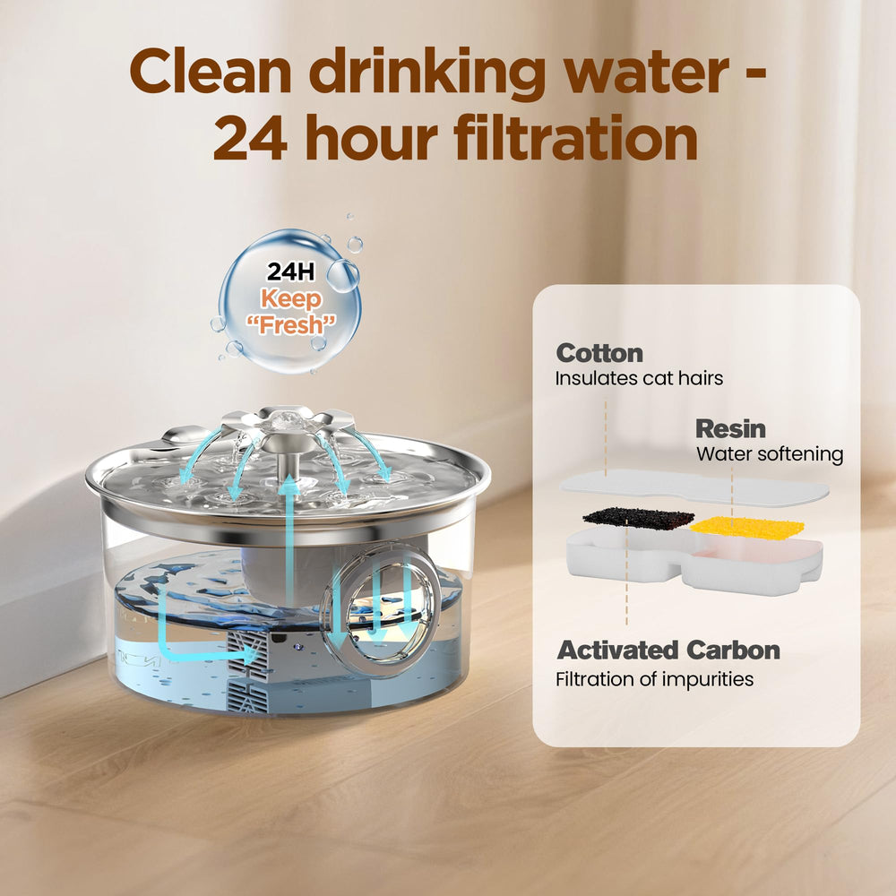 IHOUONE fountain in kitchen lifestyle scene encouraging regular pet hydration