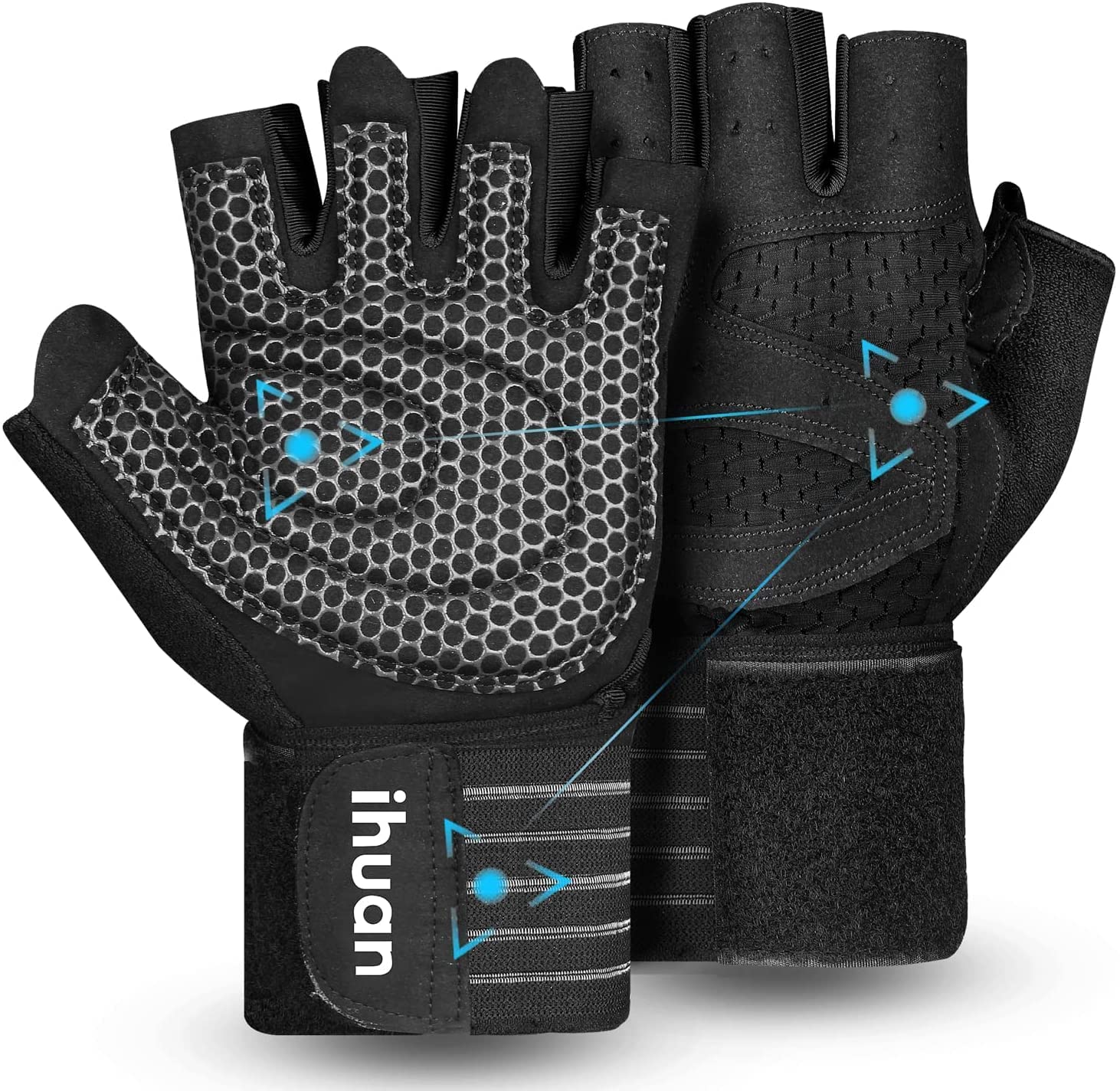 ihuan gloves front view showing full-palm protection and durable grip benefit