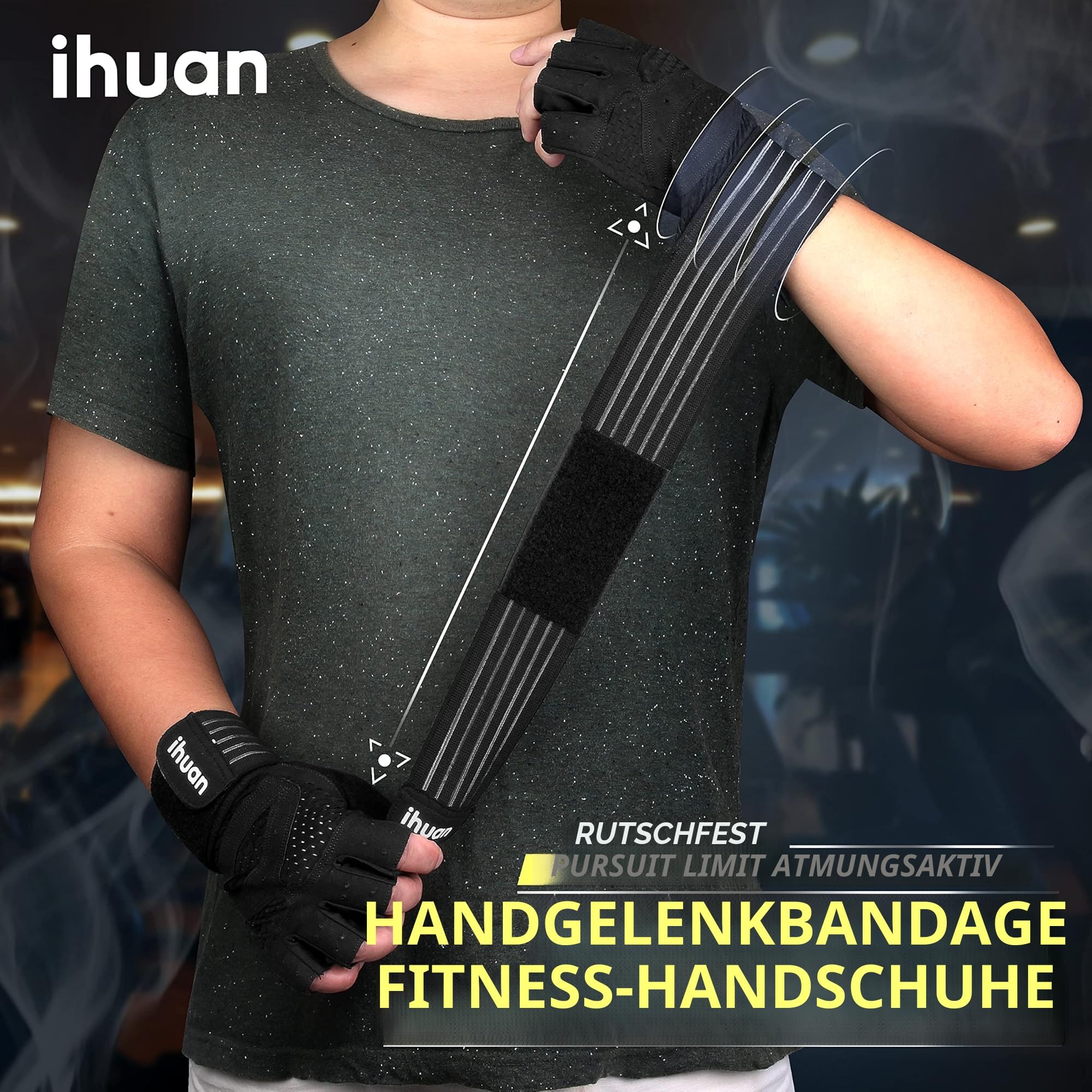 ihuan palm close-up displaying foam padding and silicone print for shock absorption