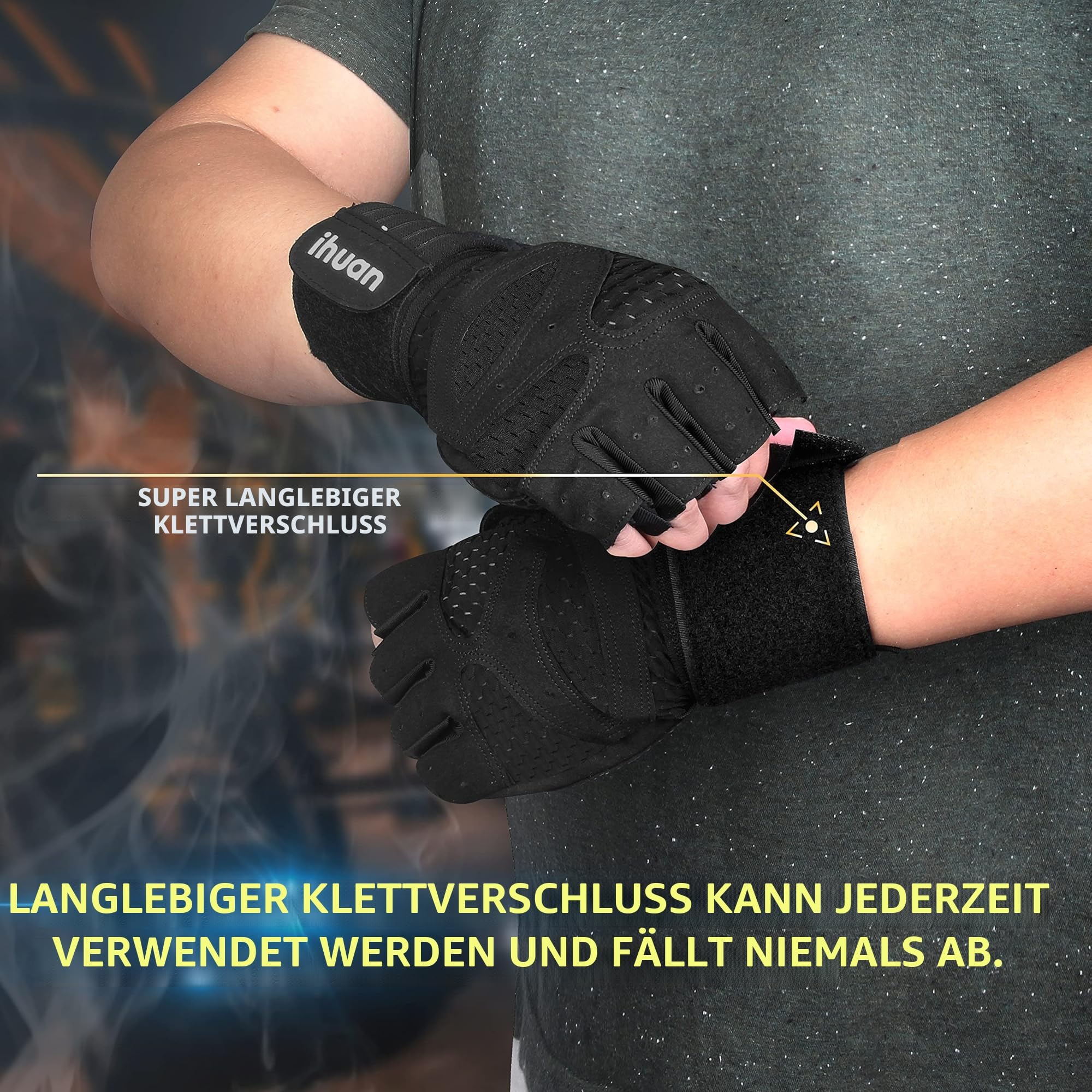 ihuan wrist wrap Velcro detail highlighting adjustable support and secure fit