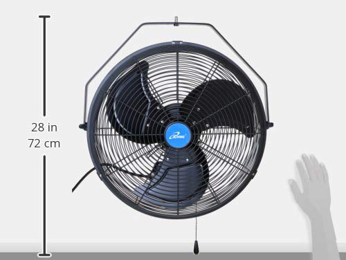 iLiving fan on wall next to chair showing correct size and scale benefit