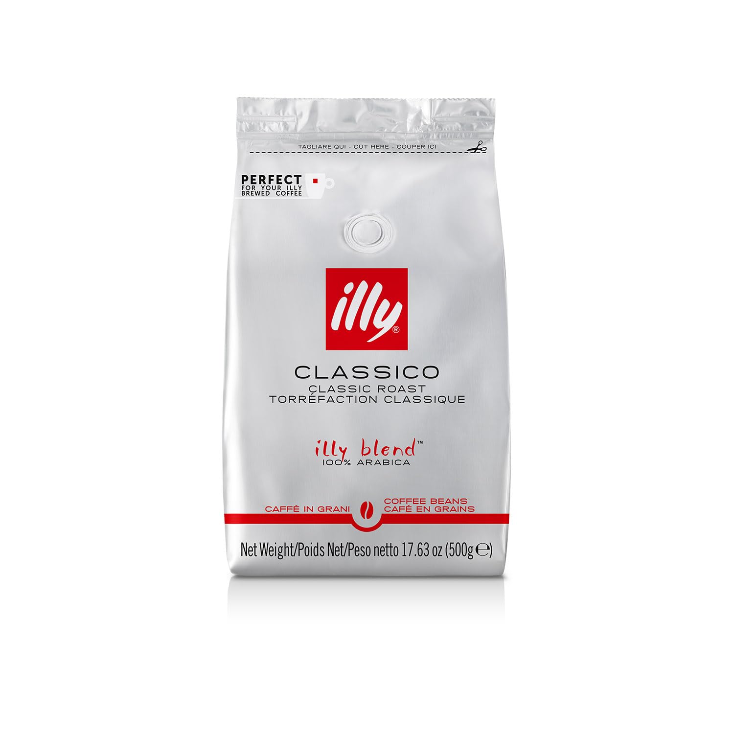 close-up of illy whole beans texture and roast, highlights aromatic quality