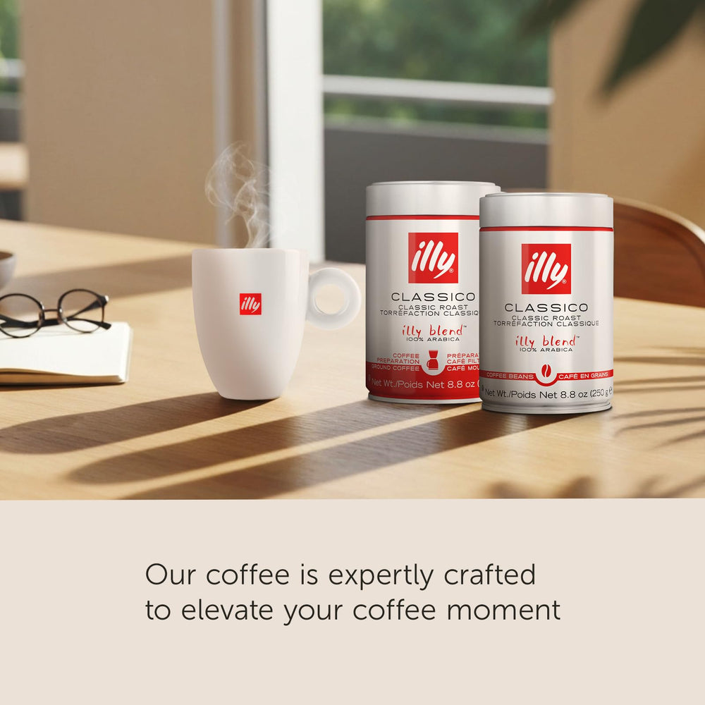 illy spoon of whole beans ready to grind showing precise portioning benefit