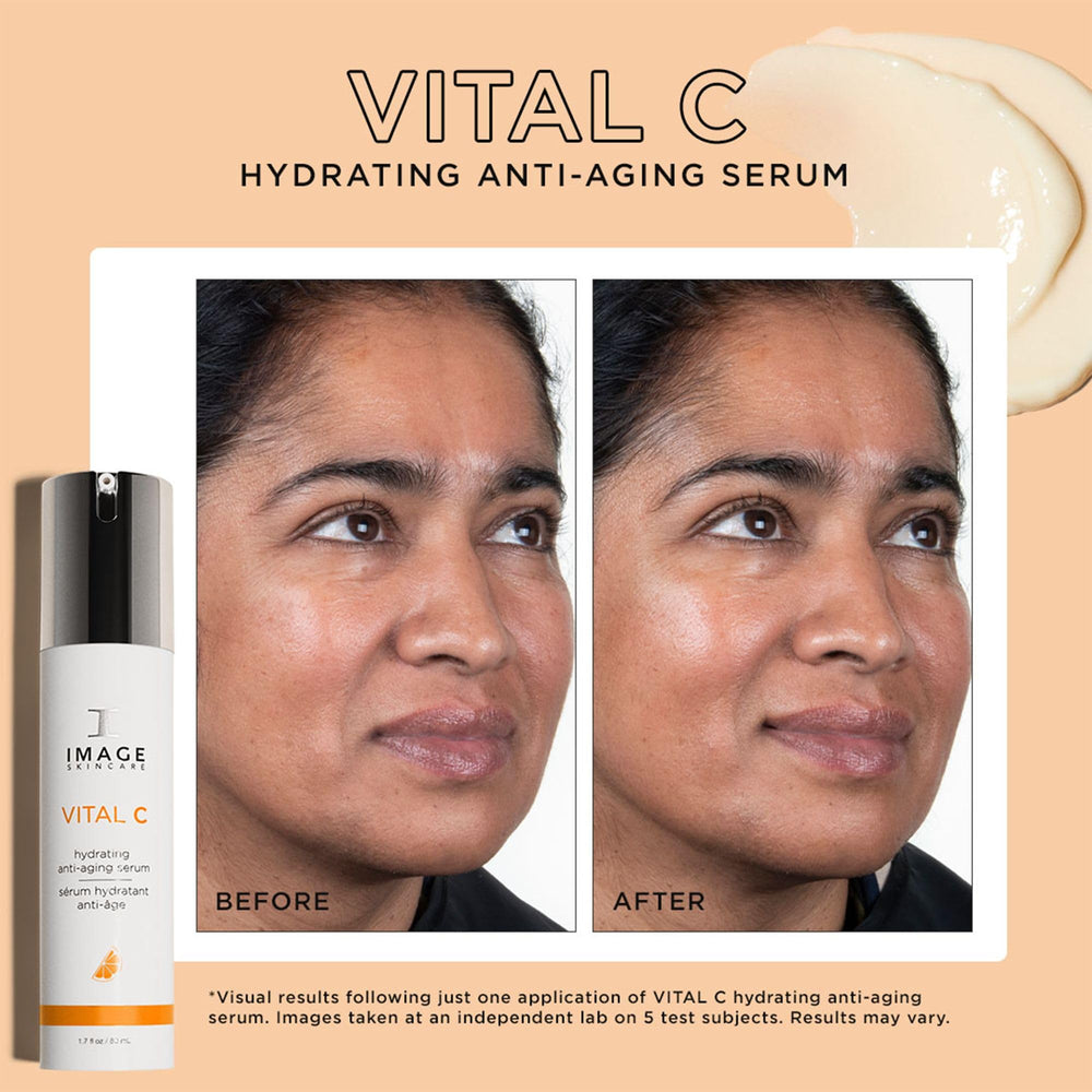 IMAGE Skincare VITAL C ingredient highlights with vitamin C and green tea for antioxidant support