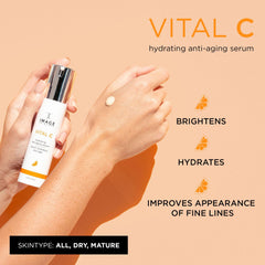 IMAGE Skincare VITAL C serum texture drop demonstrating lightweight hydration and glow