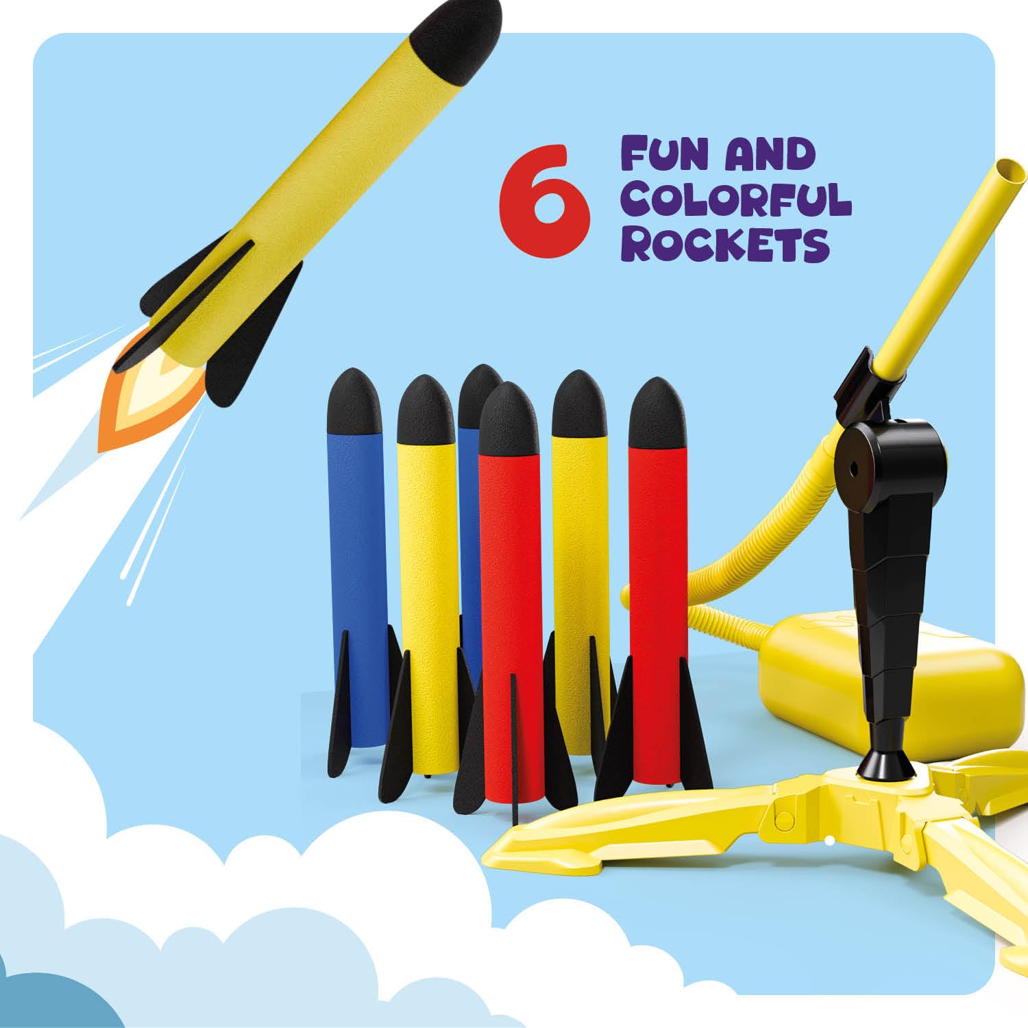 Imagineers foam rocket close-up showing soft tip and safe outdoor play benefit