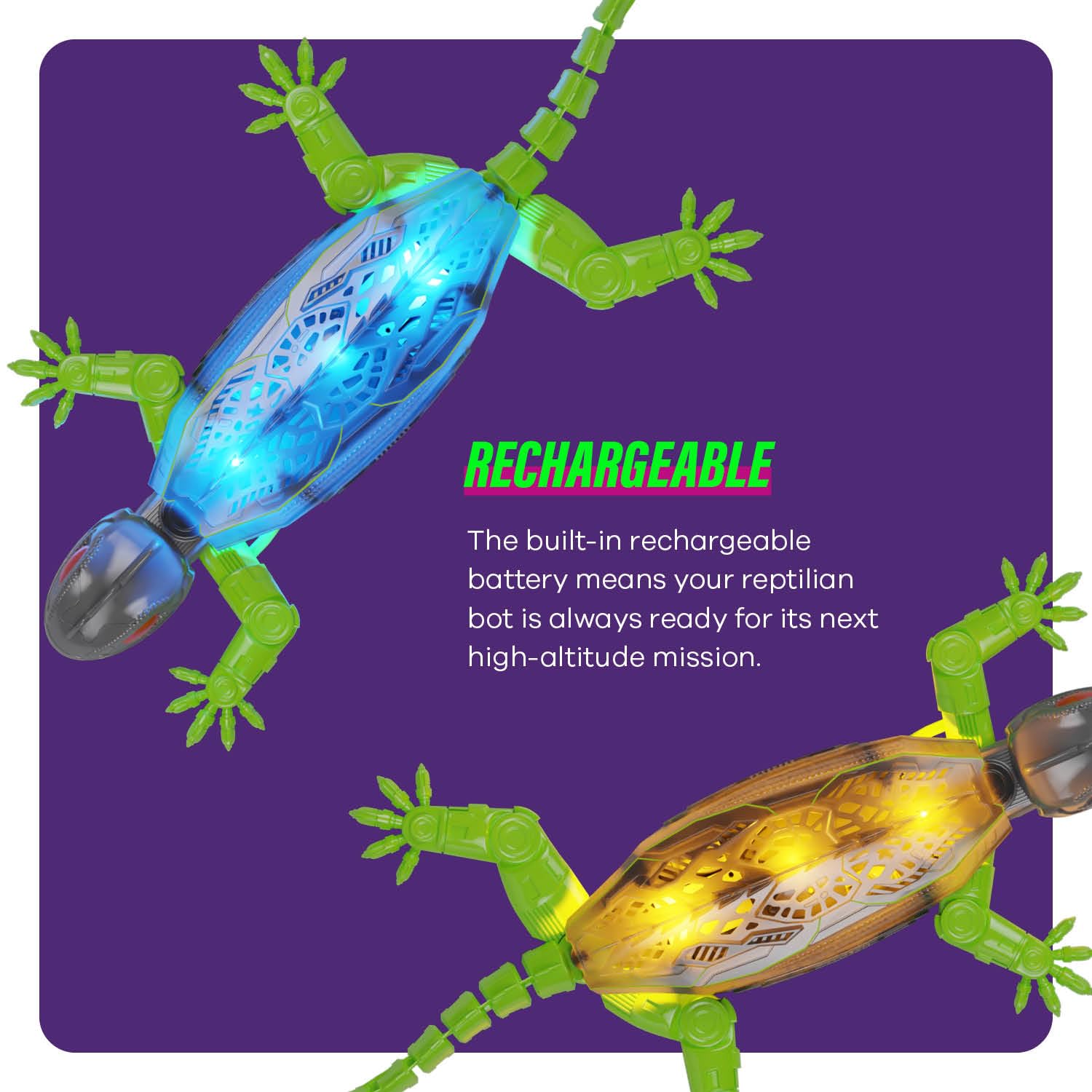 Imagineers Gecko next to a soda can to show compact size scale