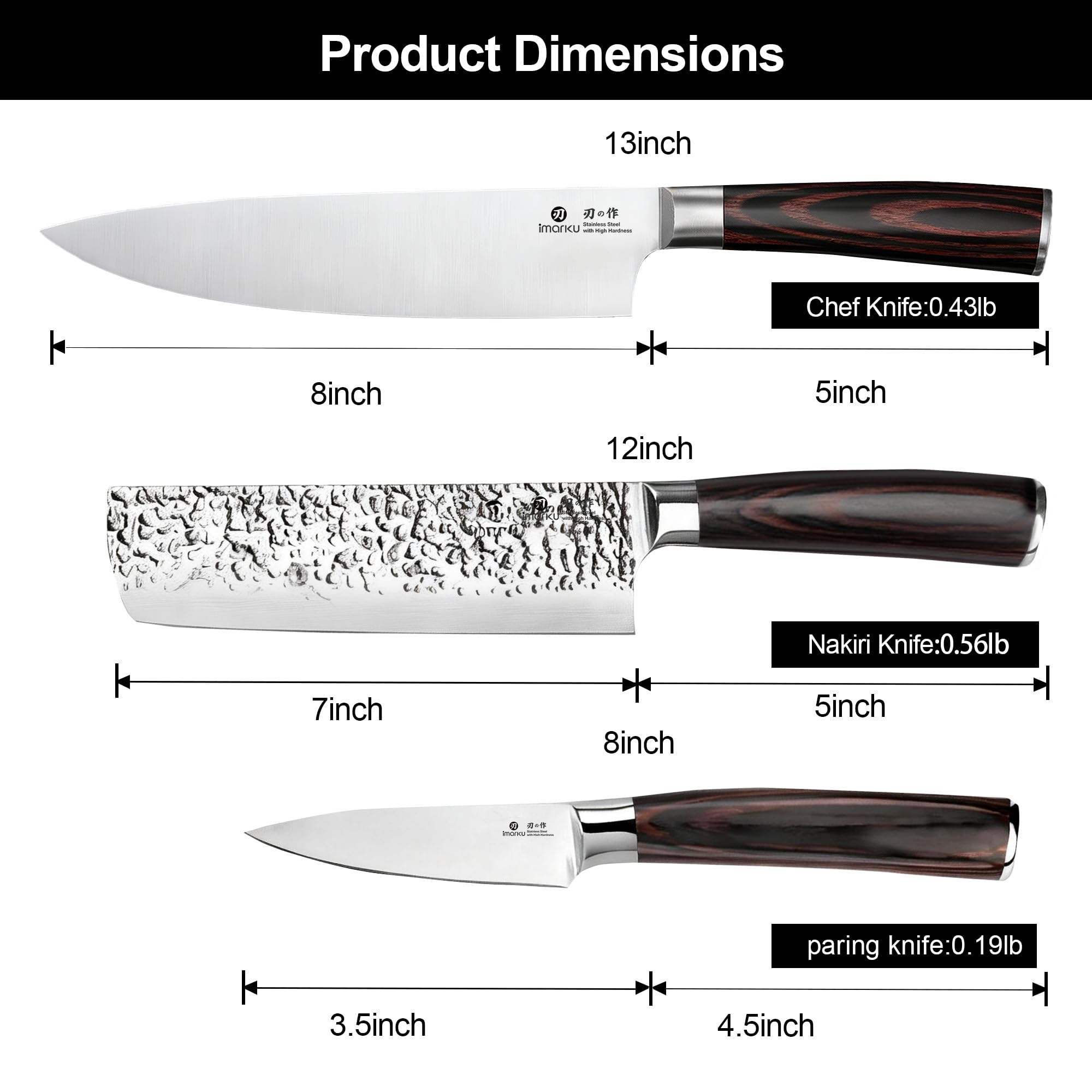 imarku 7-inch nakiri close-up of blade, precise vegetable cutting performance