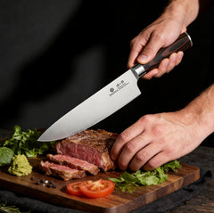 imarku 8-inch chef knife front view, balanced design for effortless chopping