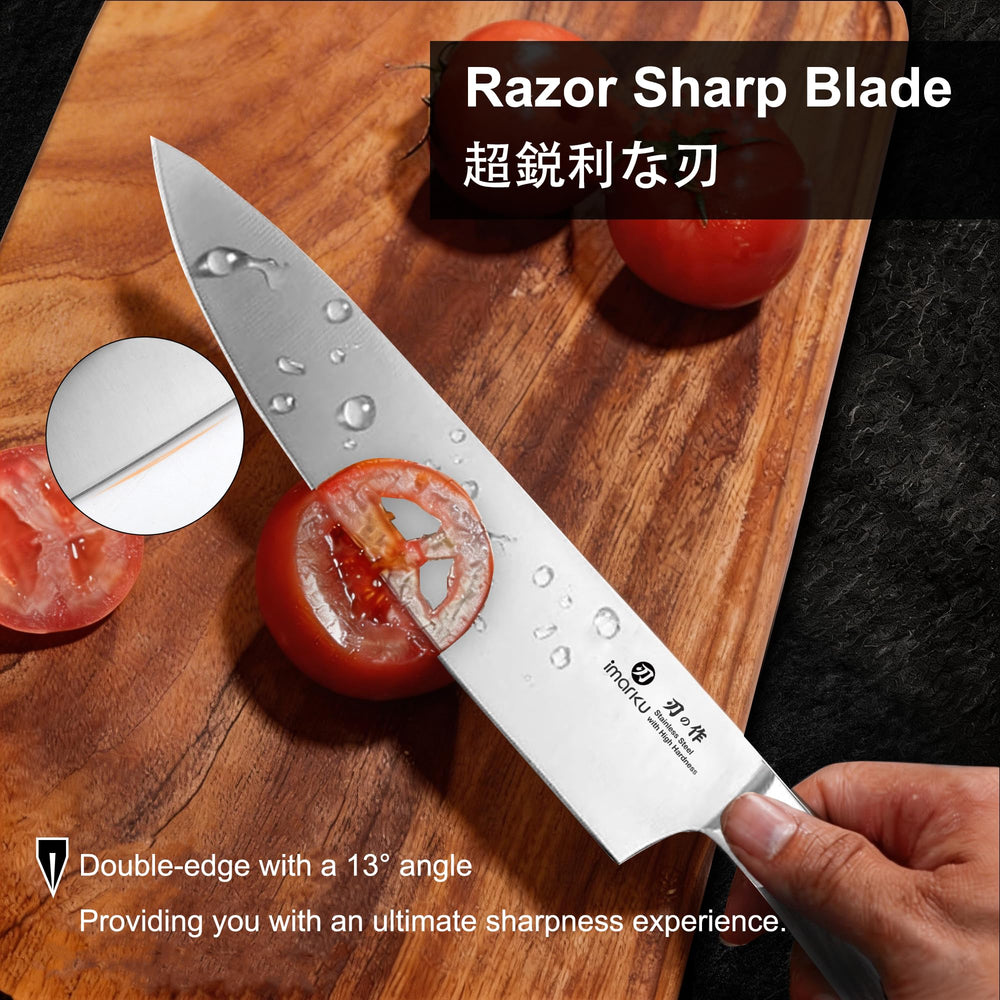 imarku pakkawood handle close-up, ergonomic grip reduces hand fatigue