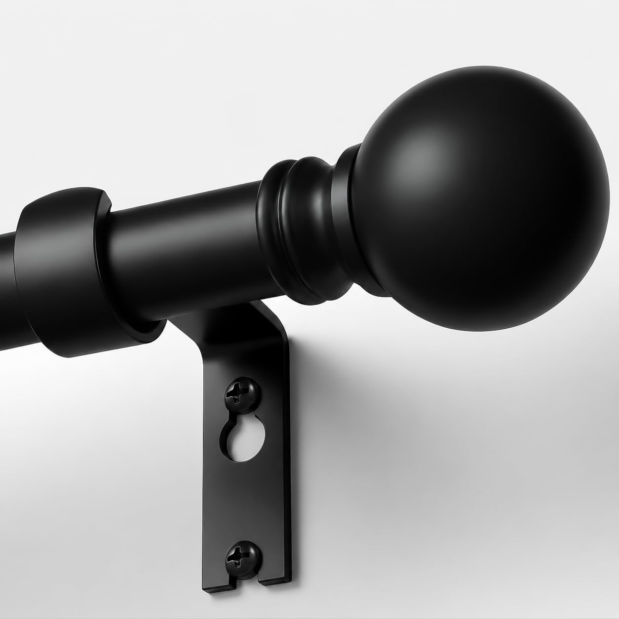 Immiehh front view of black curtain rod showing clean modern profile and durable finish