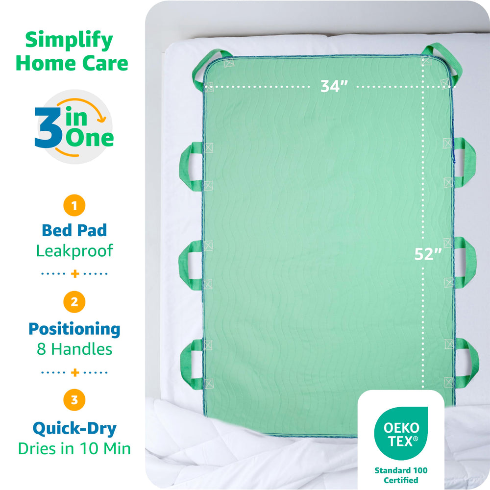 IMPROVIA reinforced handle close-up with stitching, provides secure grip for caregivers