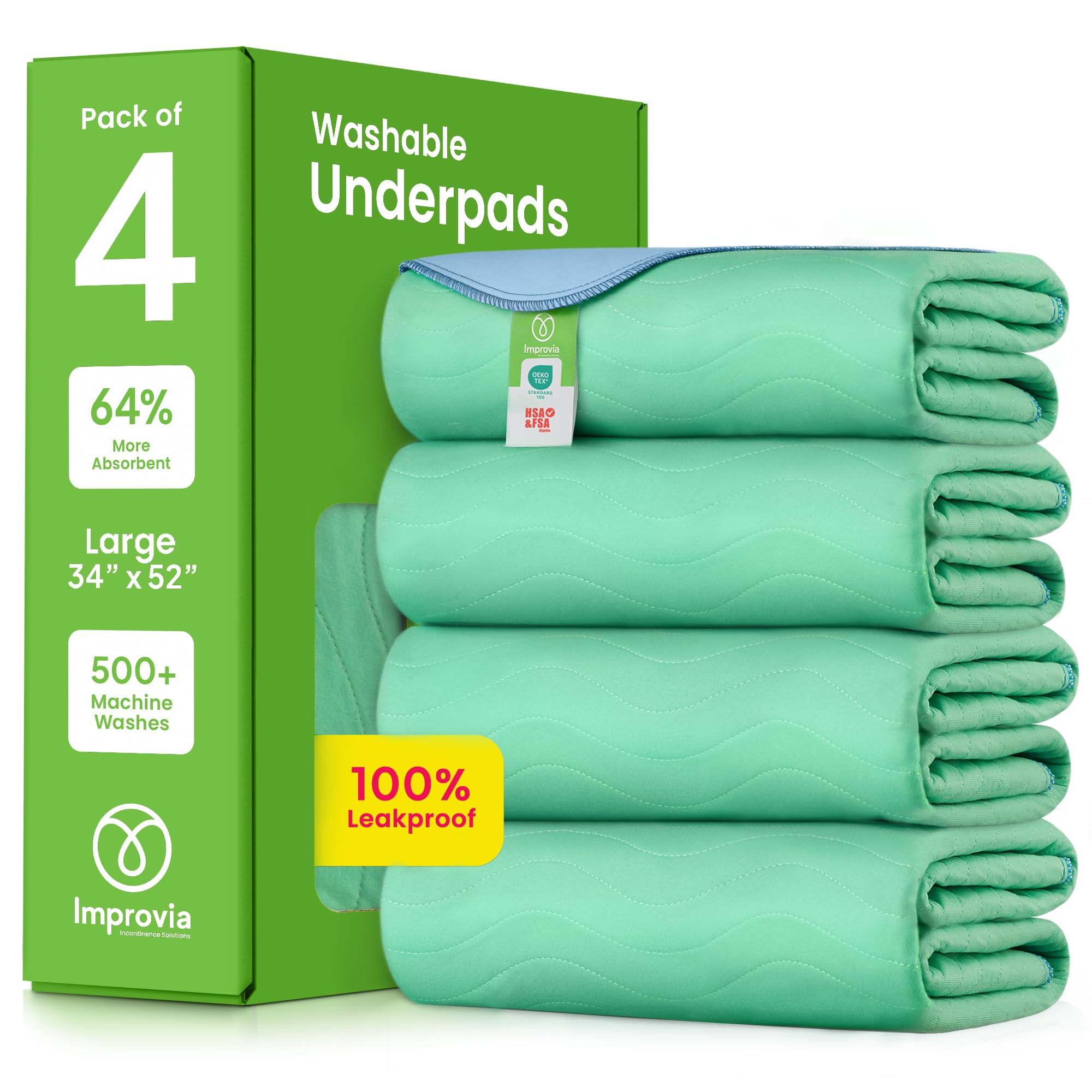 IMPROVIA underpad front view showing full-size coverage and quick protection
