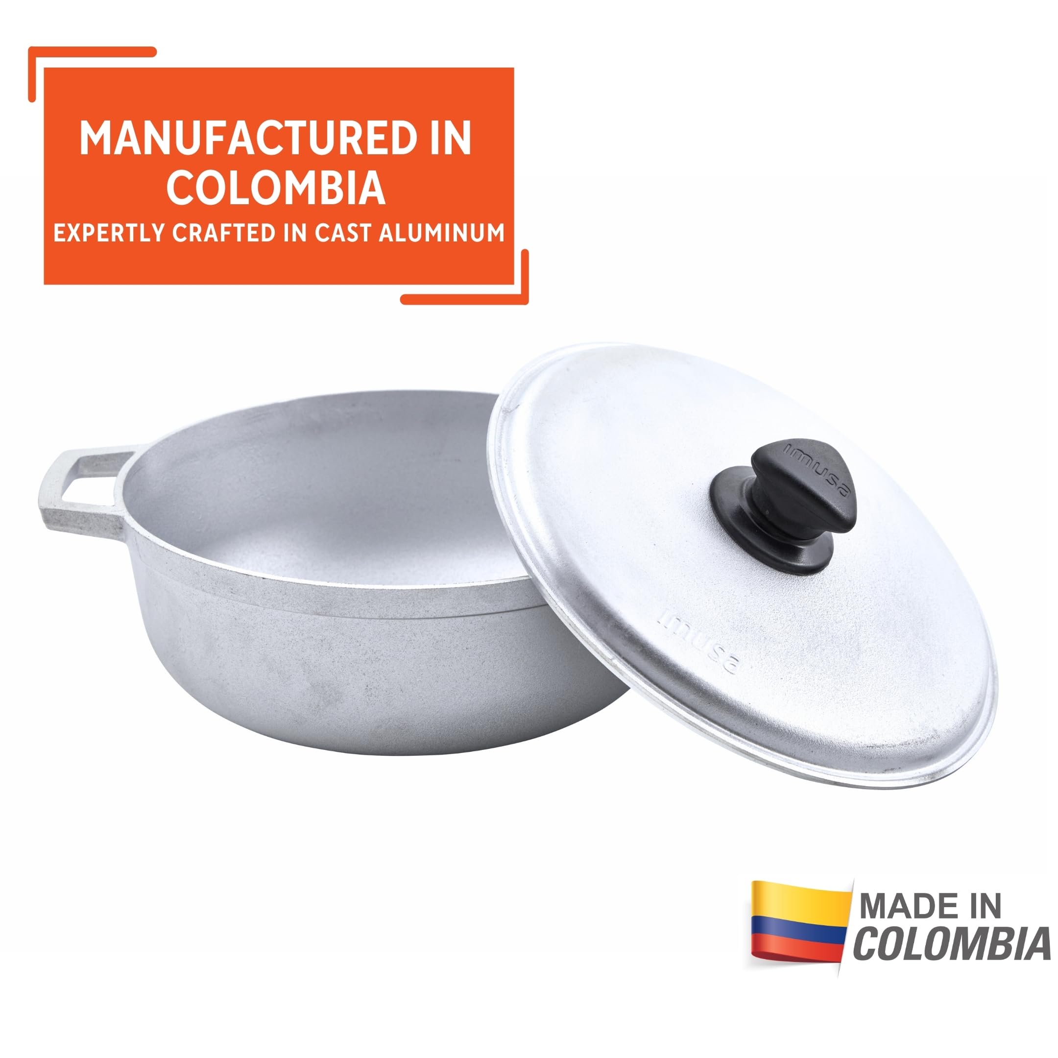 Imusa caldero side handles demonstrating secure grip and easy carrying