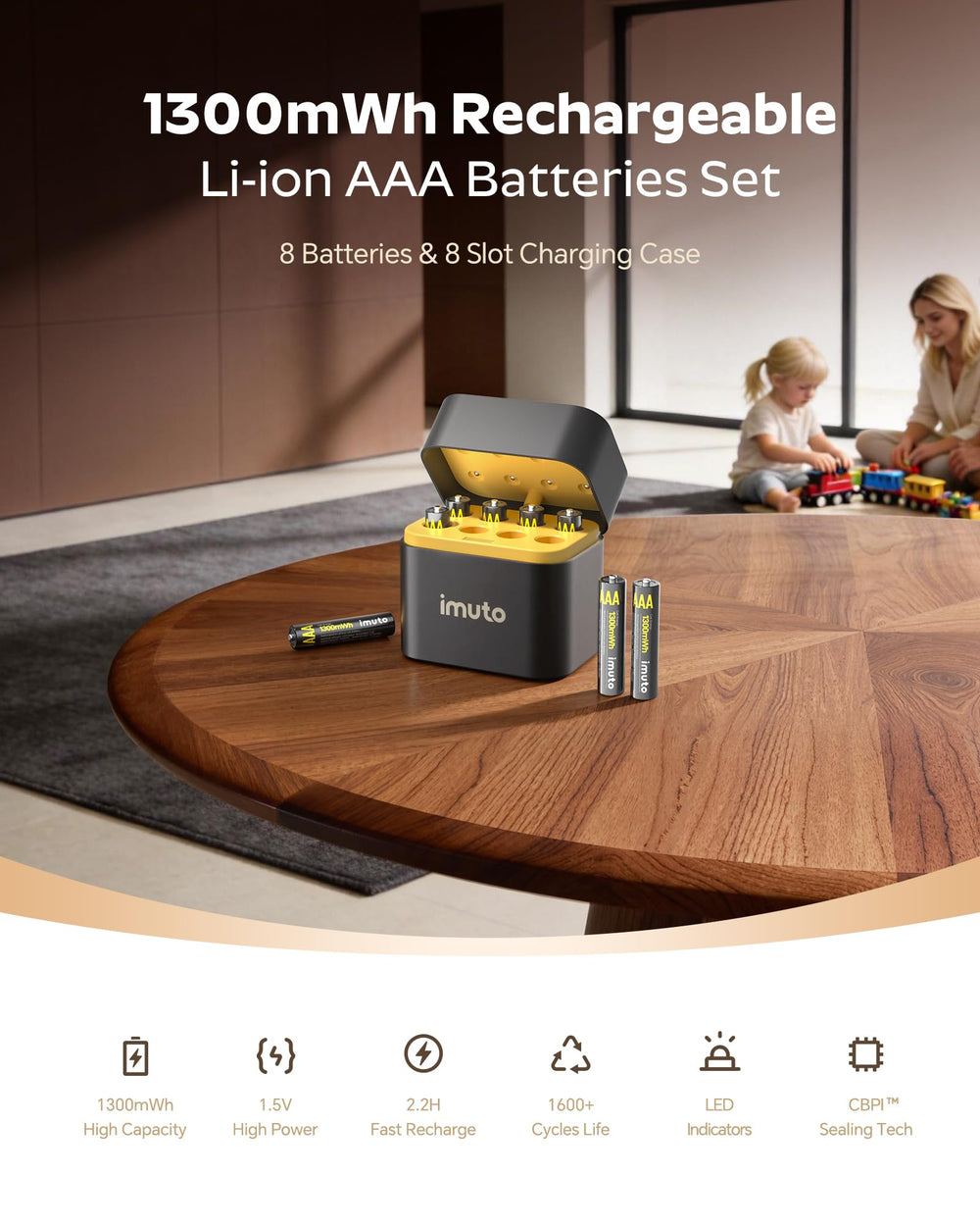 imuto close up of AAA lithium cell texture highlighting durable construction