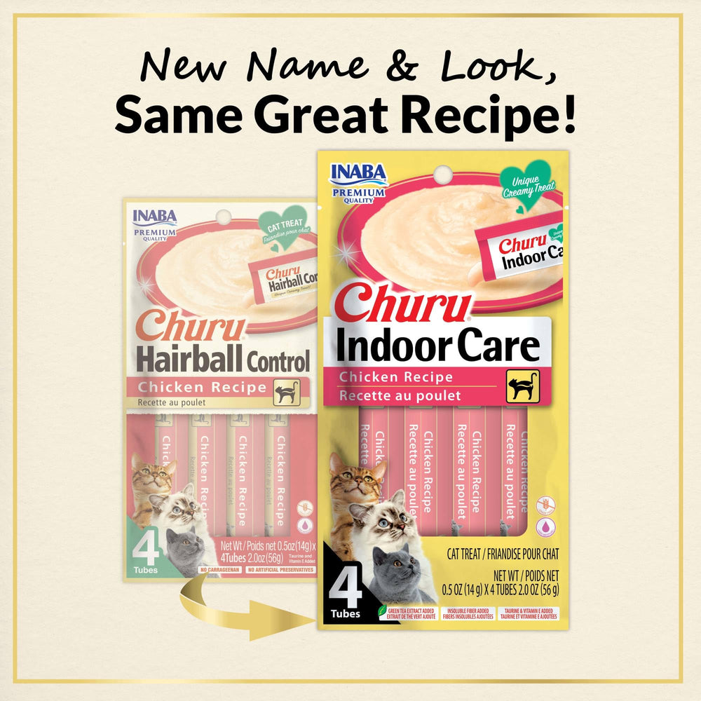 Nutrition and ingredient panel on INABA Churu tin showing fiber and taurine highlights