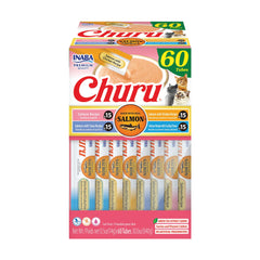 INABA front box of Salmon Churu showing 60 tubes for convenience