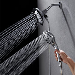INAVAMZ front view showing fixed rainfall and handheld combo for versatile showers