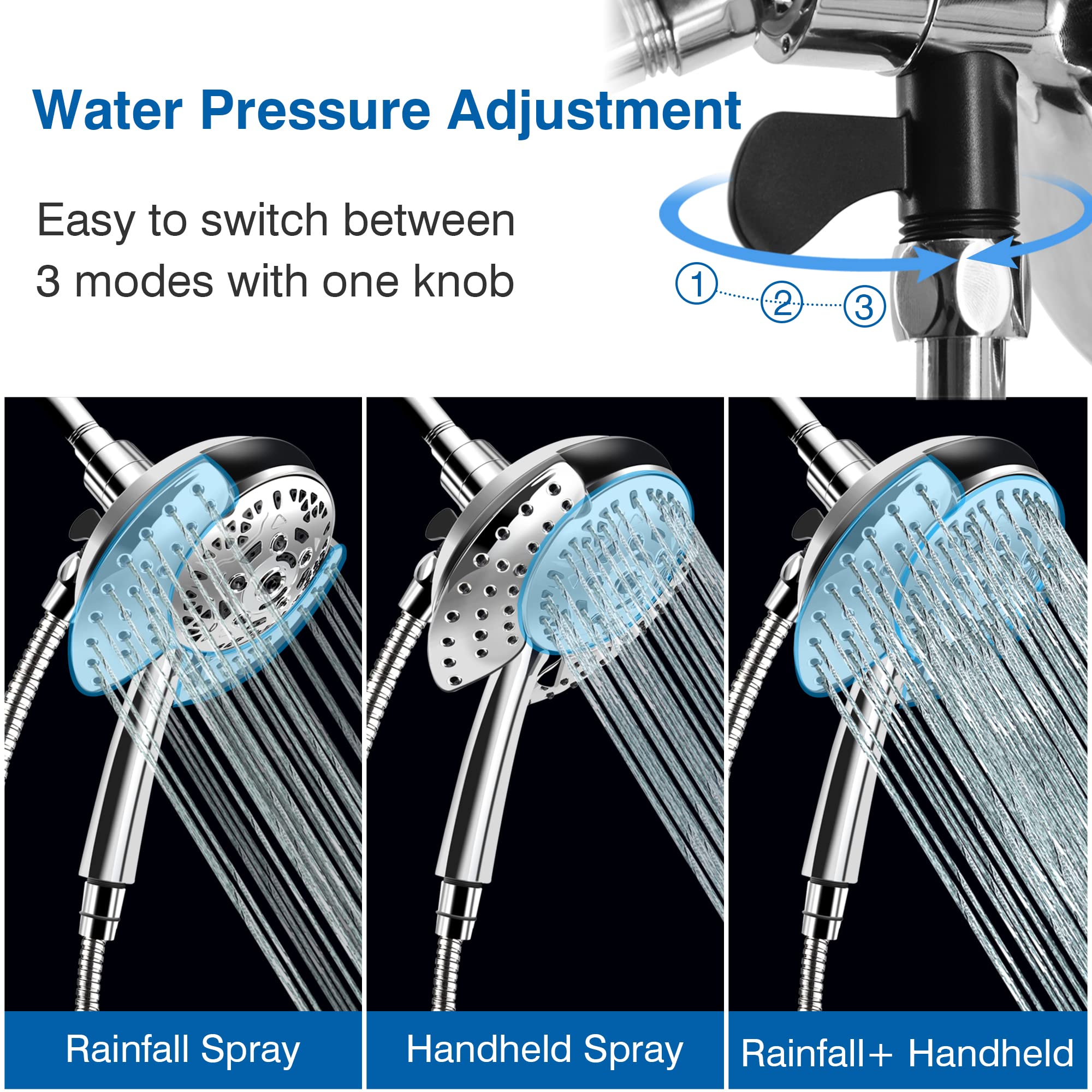 INAVAMZ stainless steel hose and 360-degree rotatable end for tangle-free use