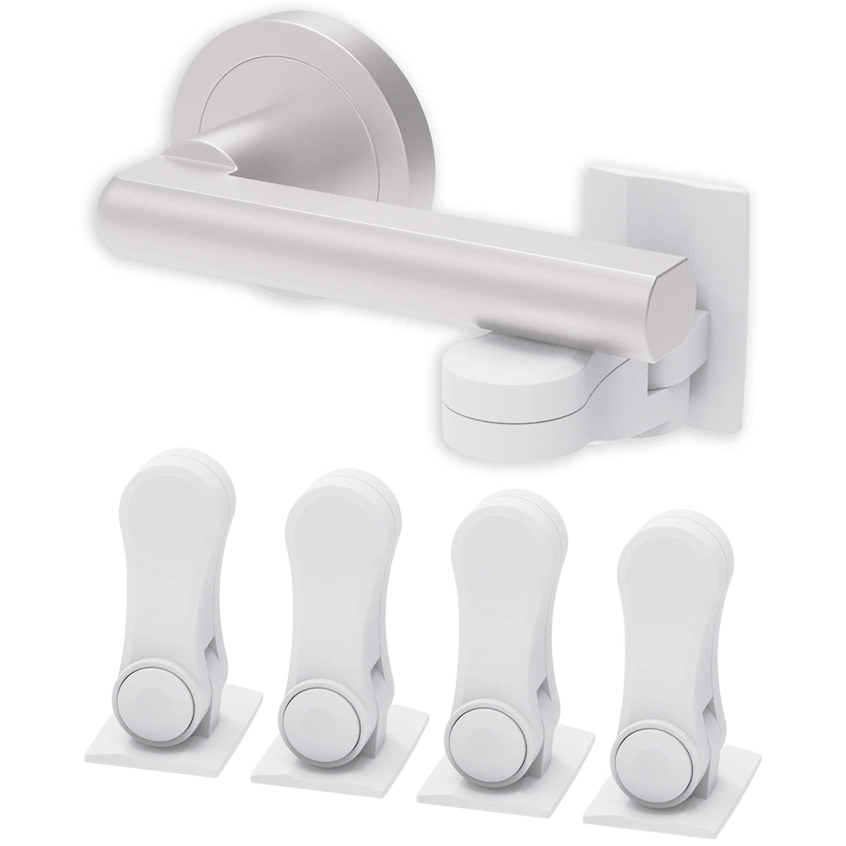 Inaya front packaging showing four lever door locks and quick install benefits