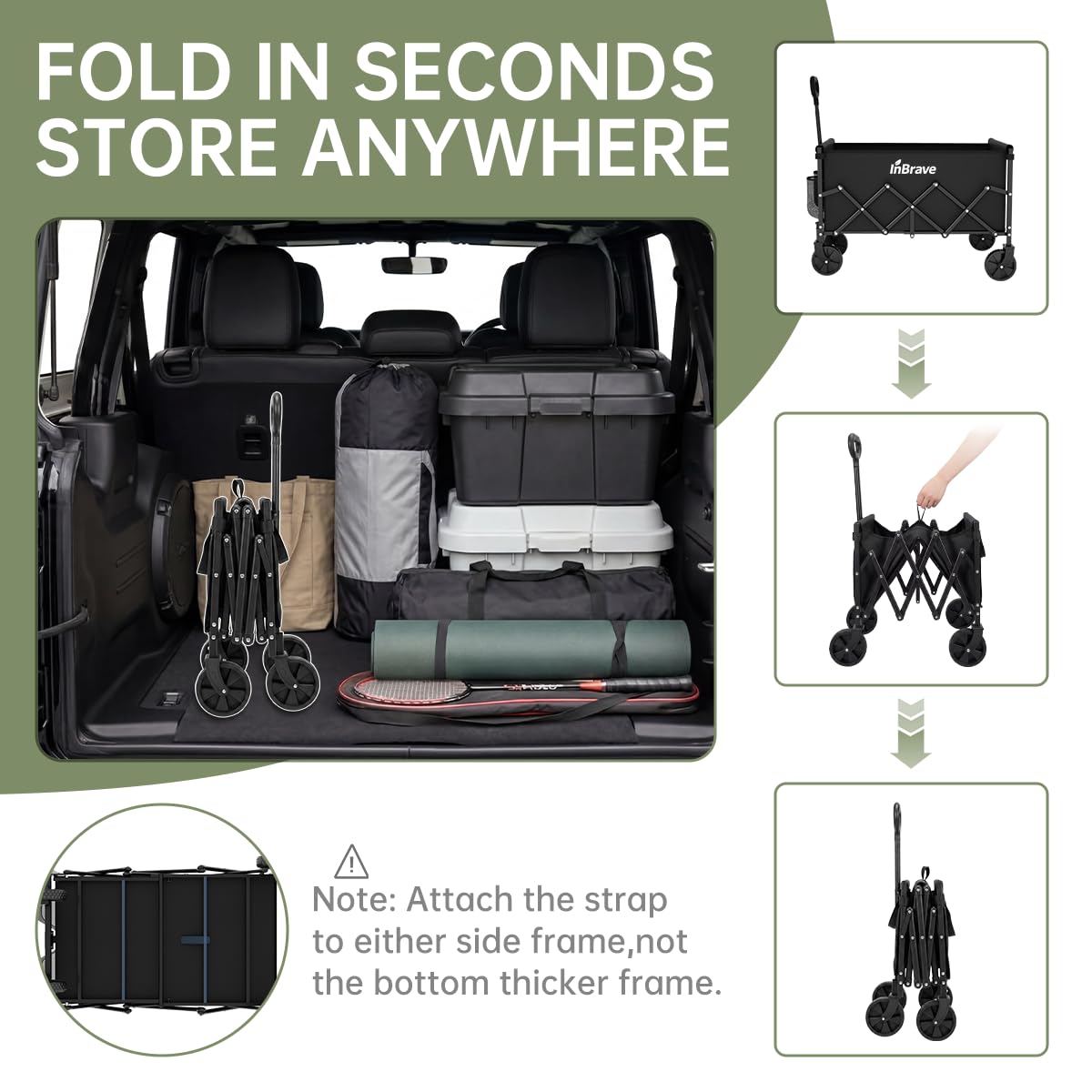 InBrave wagon waterproof 600D fabric and label showing durable protection