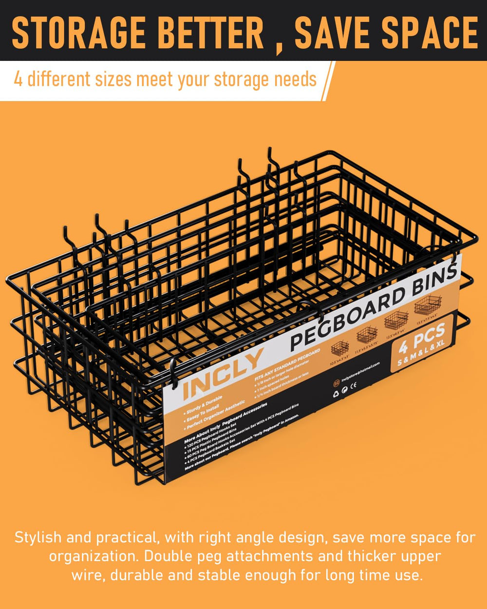 INCLY size comparison of L, M, S baskets demonstrating versatile organization