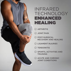 Incrediwear sleeve in use while running showing joint stability benefit