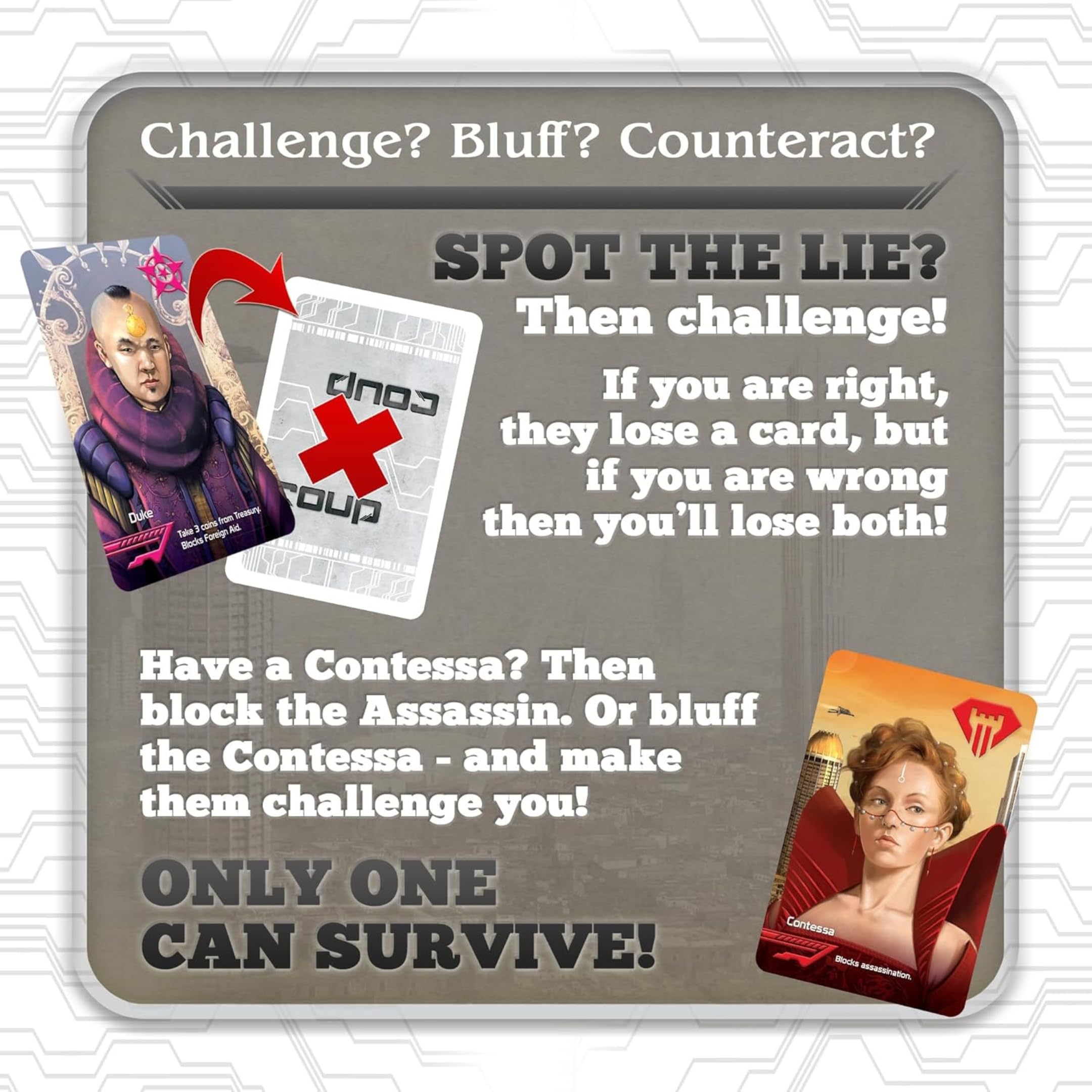 Indie Boards and Cards Coup instruction sheet open for quick learning benefit