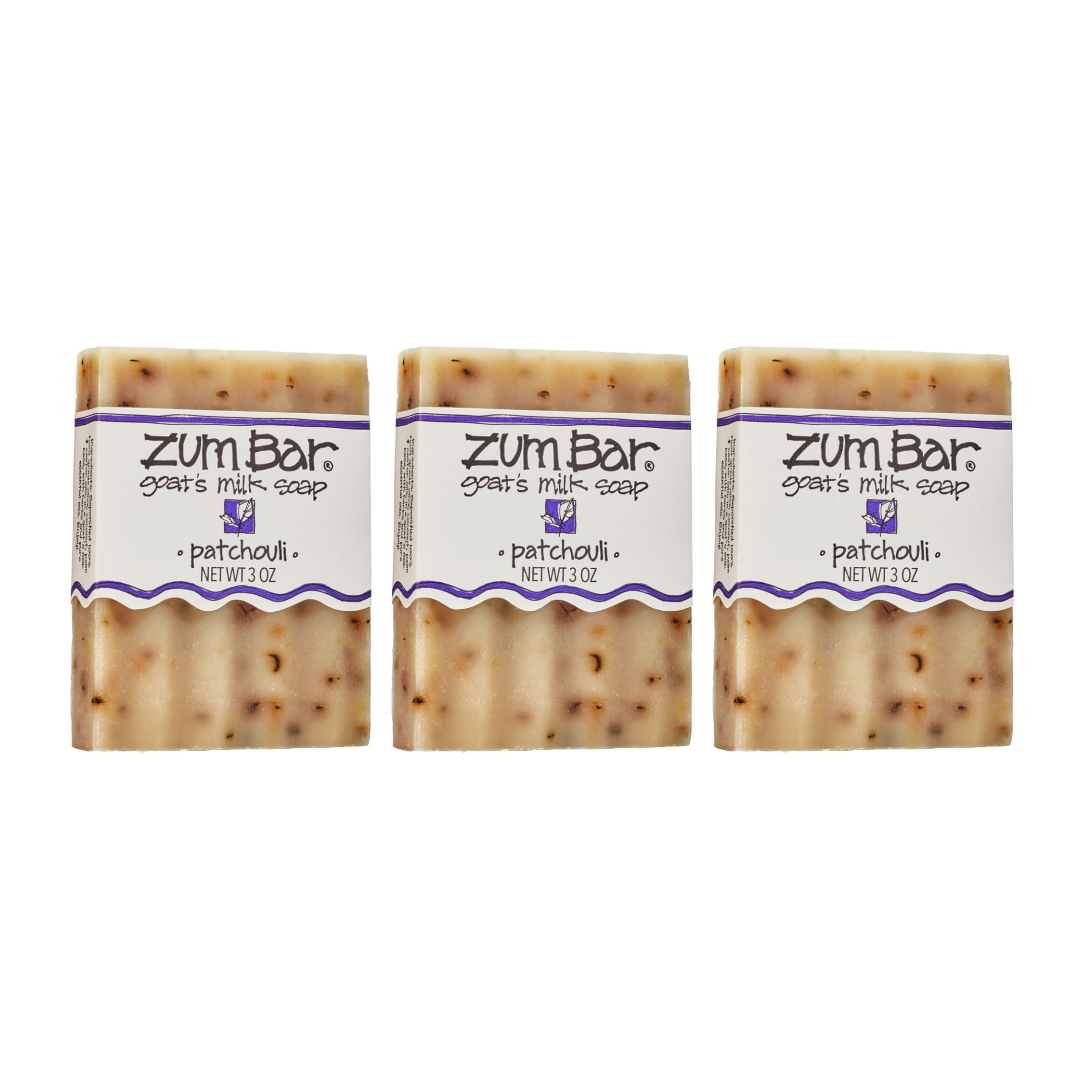 Indigo Wild Zum Bar front packaging showing three 3 oz bars and brand benefit