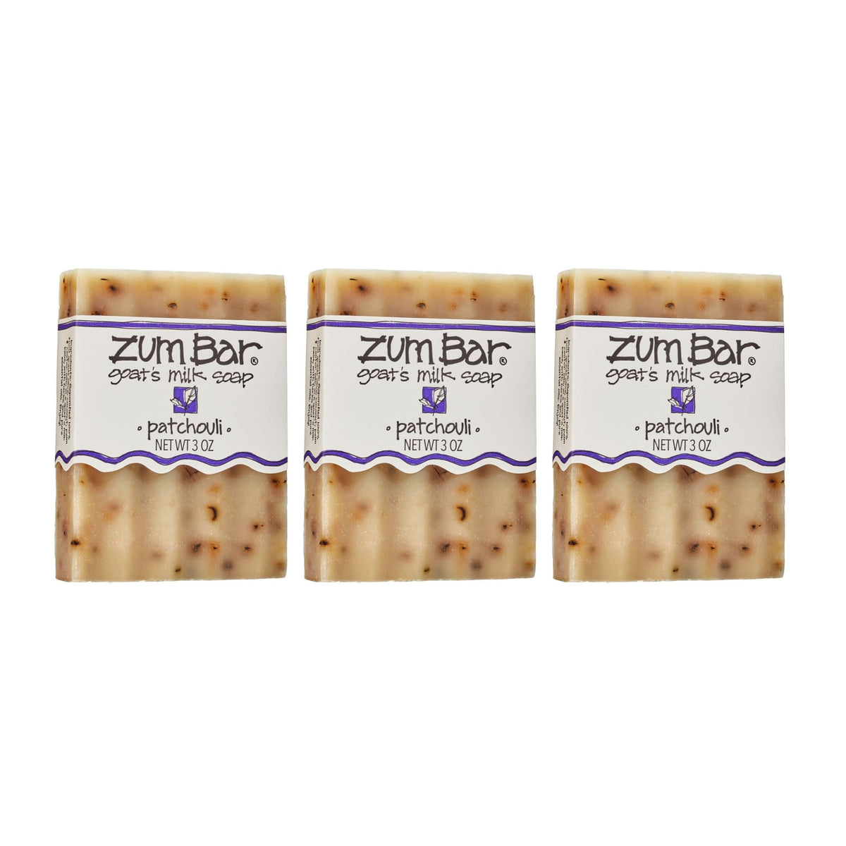 Indigo Wild Zum Bar front packaging showing three 3 oz bars and brand benefit