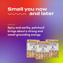 Indigo Wild Zum Bar held in hand showing 3 oz scale and travel convenience