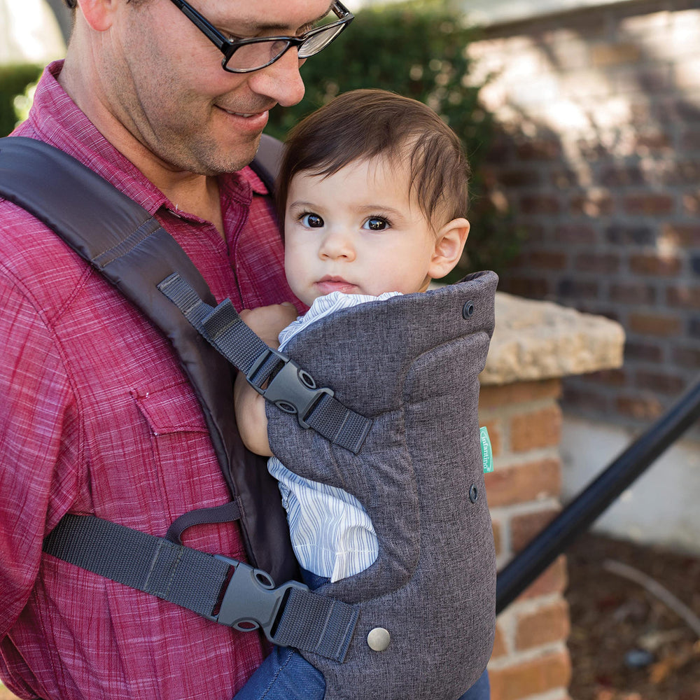 Infantino fabric texture gray showing breathable material that cleans easily