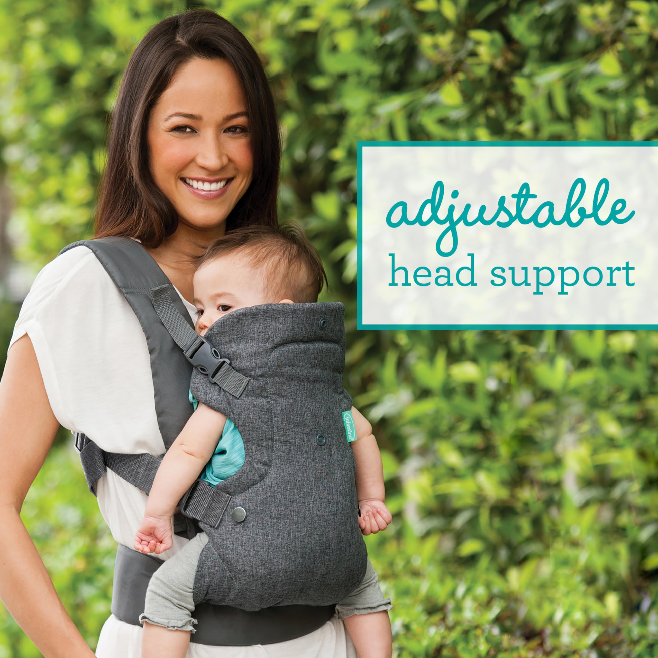 Infantino facing-out in use with baby exploring and safe support shown