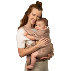 Infantino carrier front view showing secure fit and ergonomic support