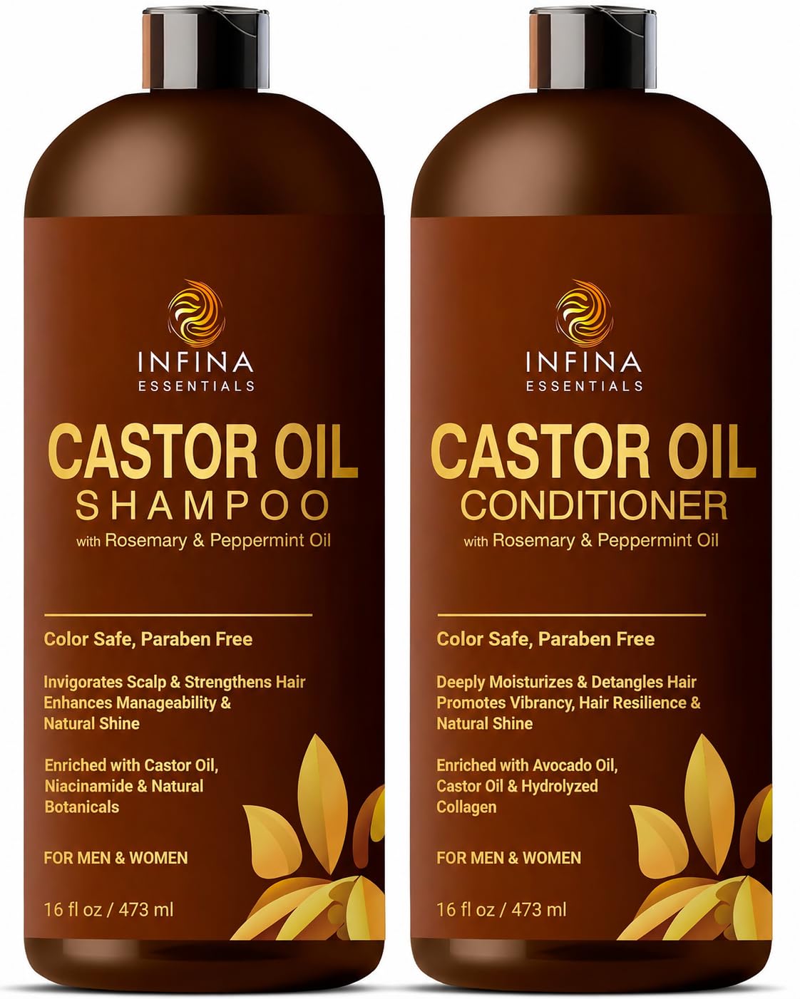 INFINA ESSENTIALS front packaging showing full castor oil set and benefits