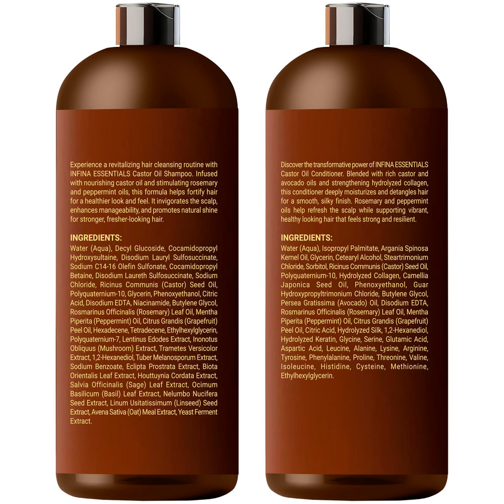 INFINA ESSENTIALS label close-up showing clean ingredients and formulation trust