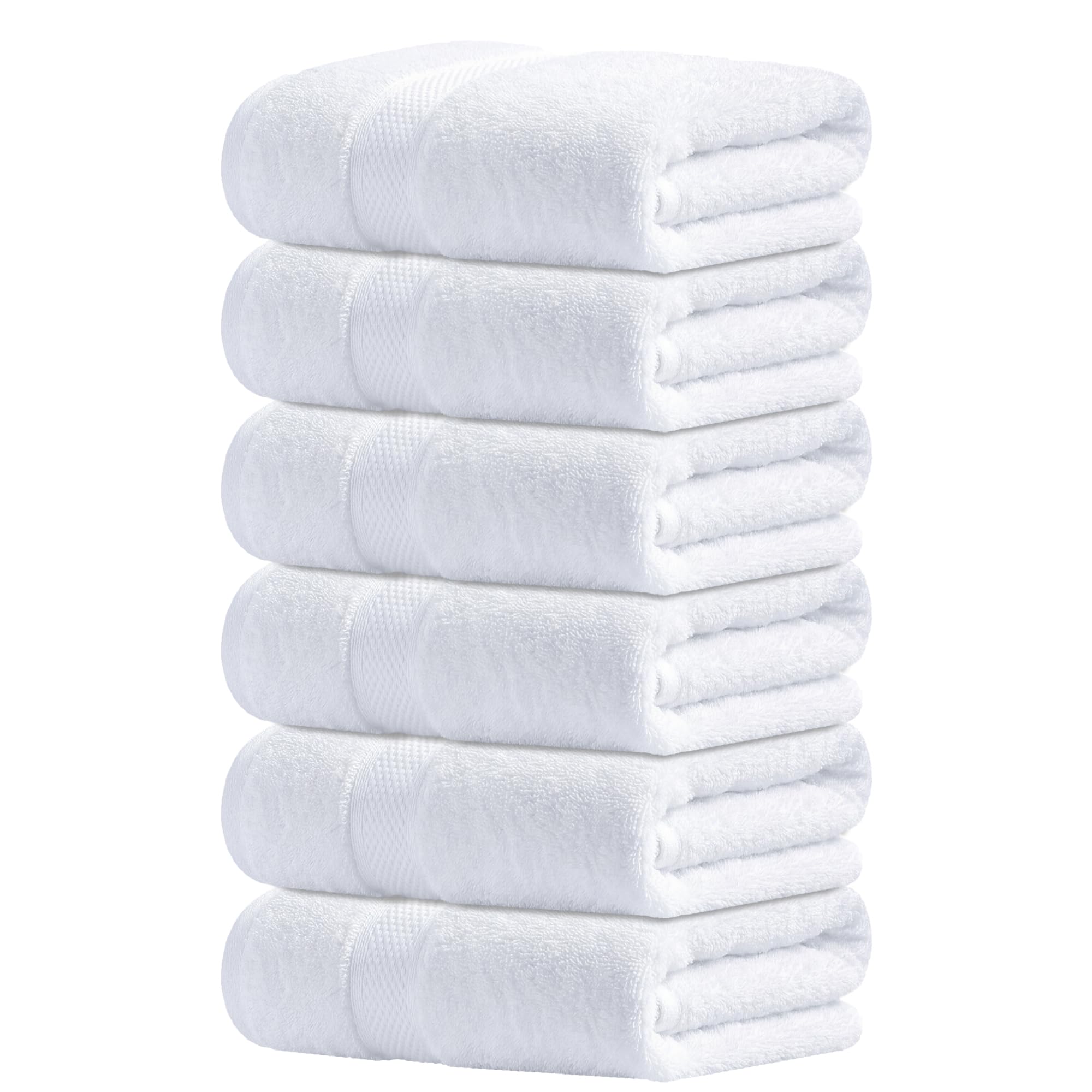 Infinitee Xclusives front pack of six gray towels showing soft look and value