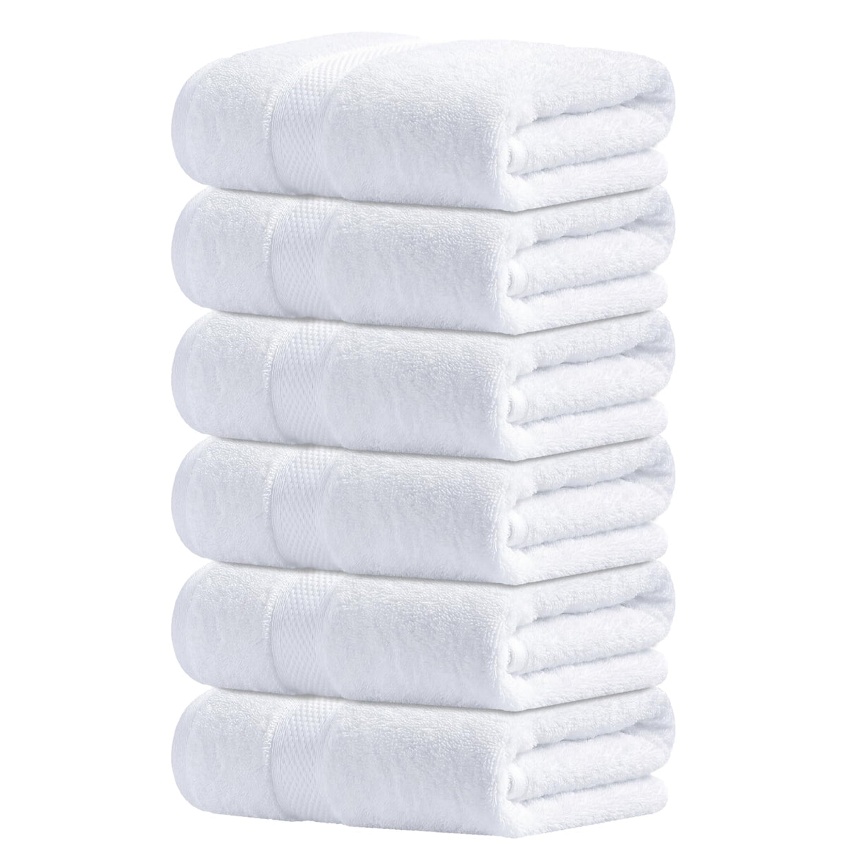 Infinitee Xclusives front pack of six gray towels showing soft look and value