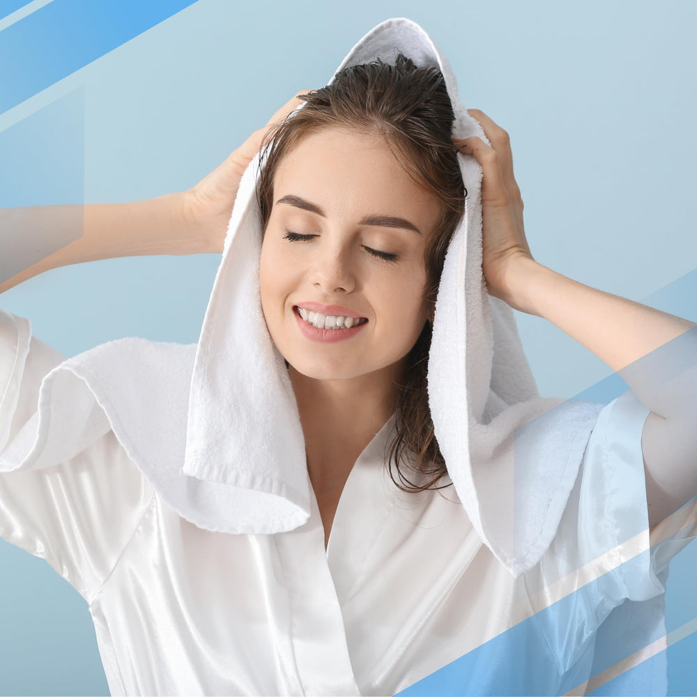 Infinitee Xclusives towel by kitchen sink demonstrating quick-dry hand use