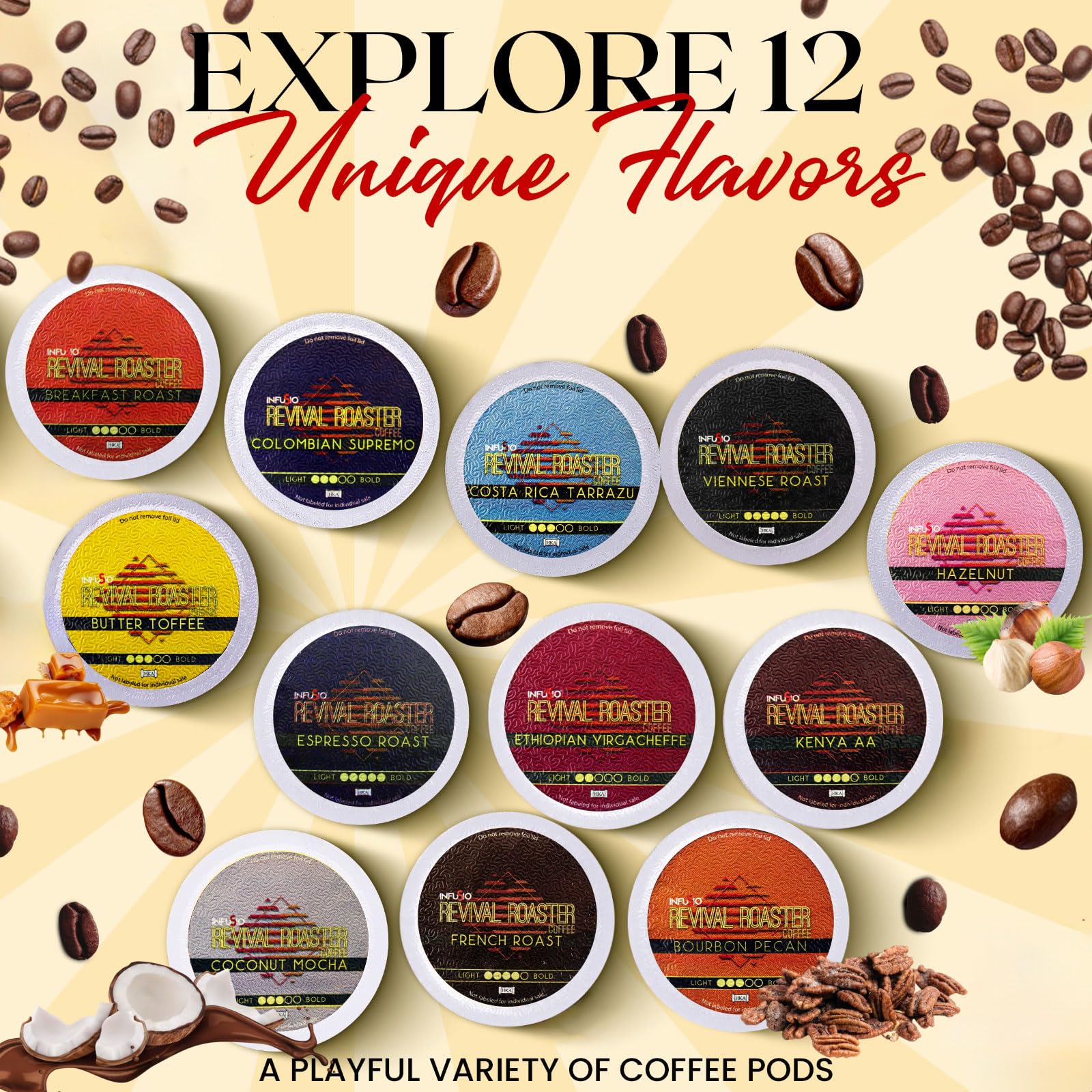 InfuSio coffee grounds texture close-up, highlights 100% Arabica quality benefit