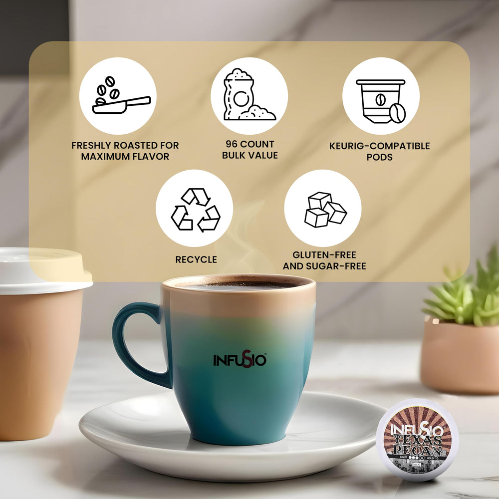 InfuSio brewed cup highlighting S'mores flavor and dessert aroma