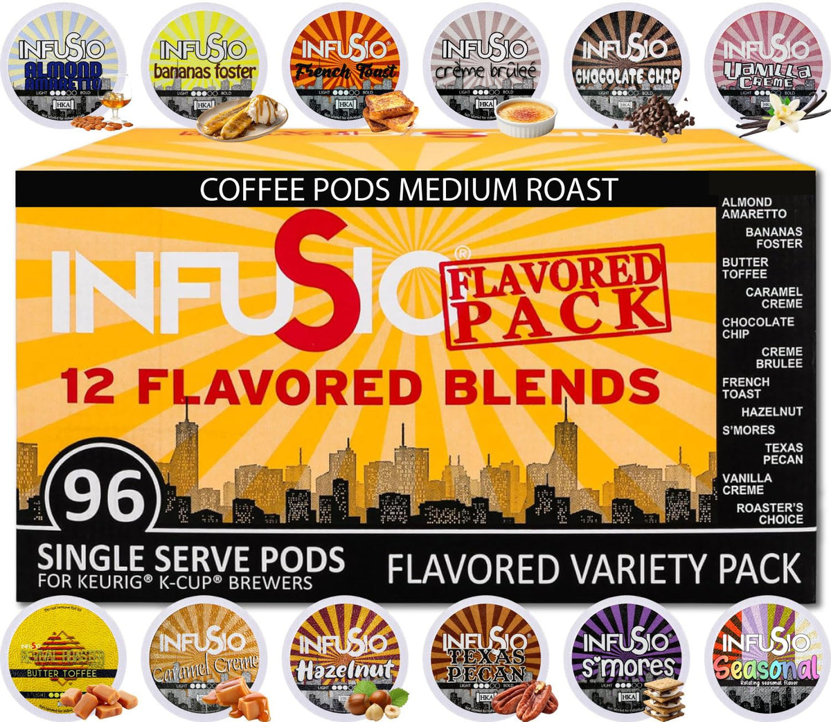 InfuSio front packaging showing 96-count variety and benefits