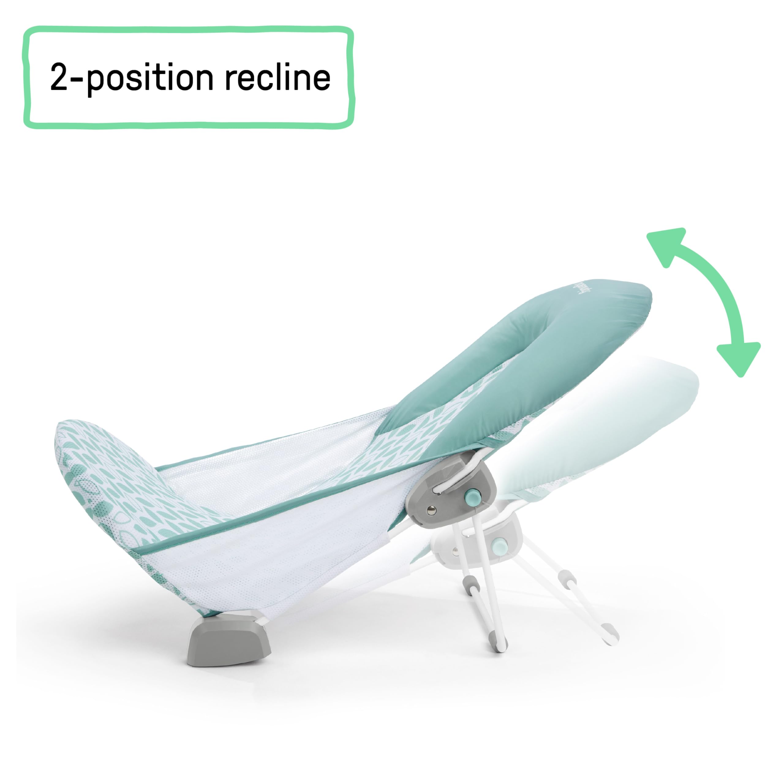 Ingenuity bather set in kitchen sink with baby demonstrating fit