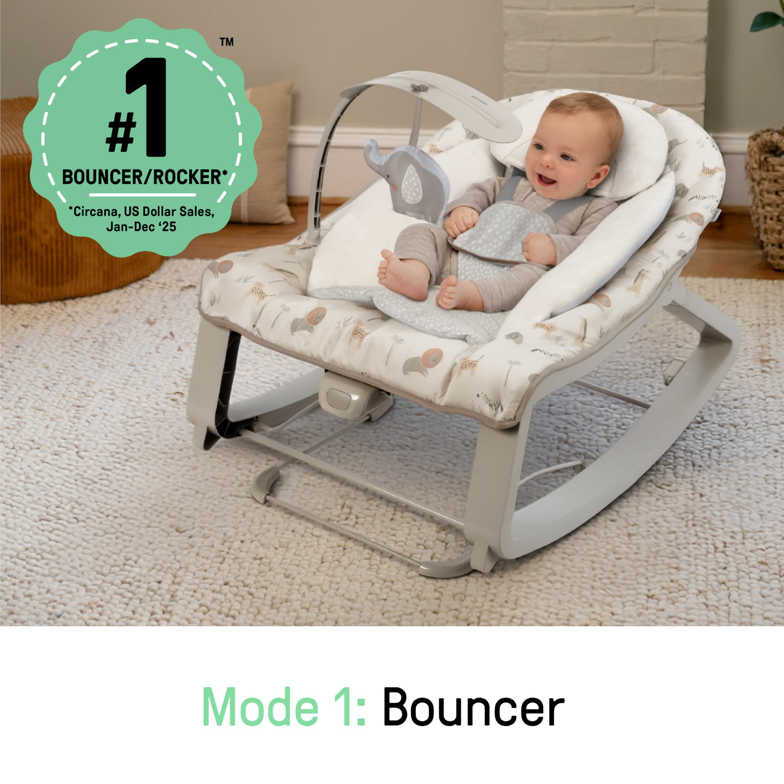 Ingenuity detail of removable infant bolster showing newborn support and safety