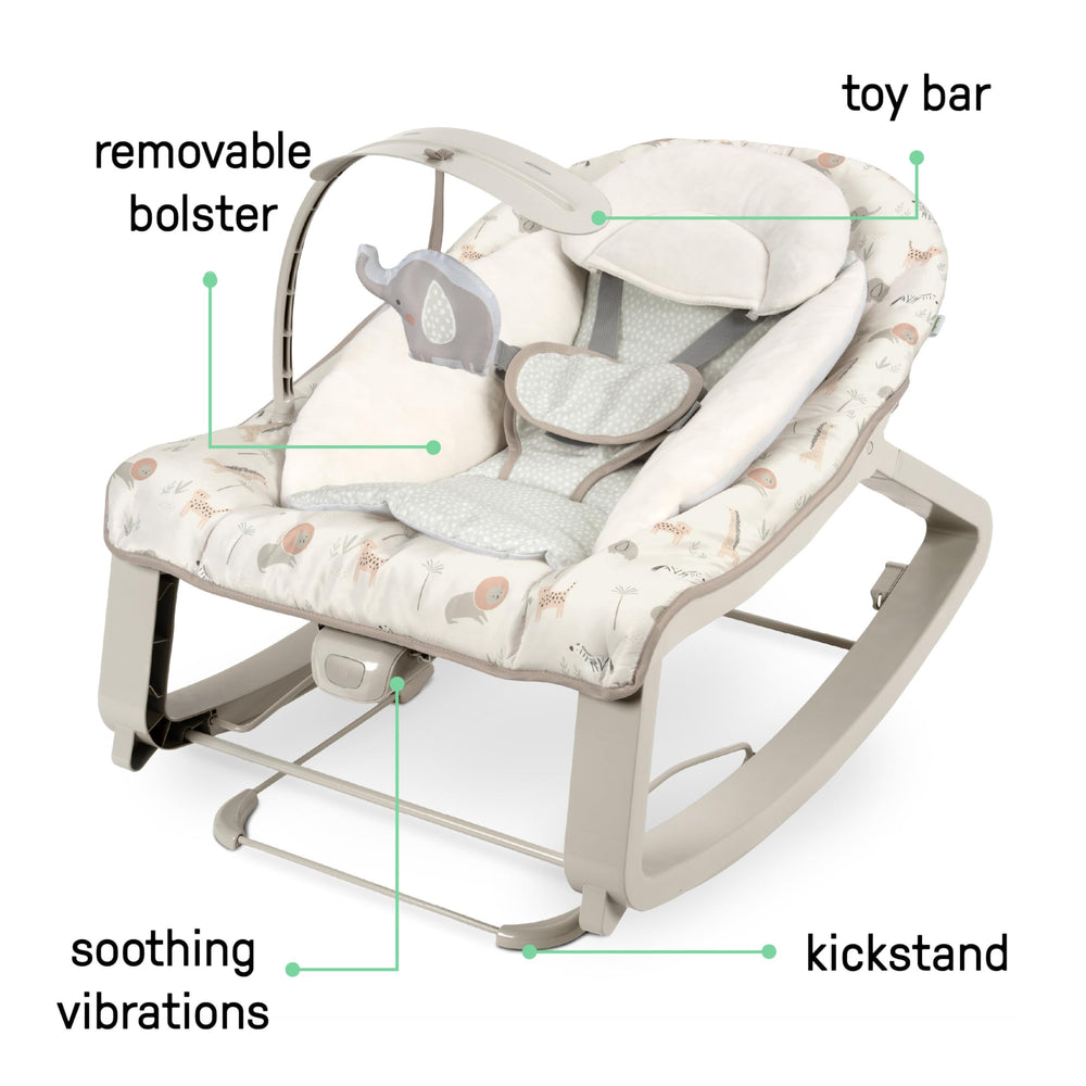 Ingenuity kickstand set for toddler mode showing stable stationary seat up to 40 pounds