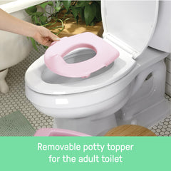 ingenuity removable topper placed on adult toilet enabling easy transitions