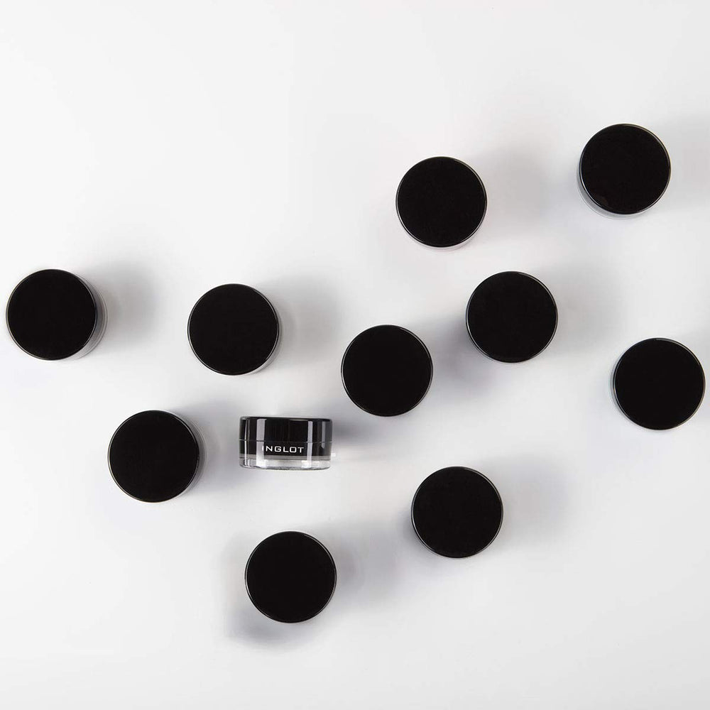 Inglot swatch on hand showing buildable black coverage and blendability