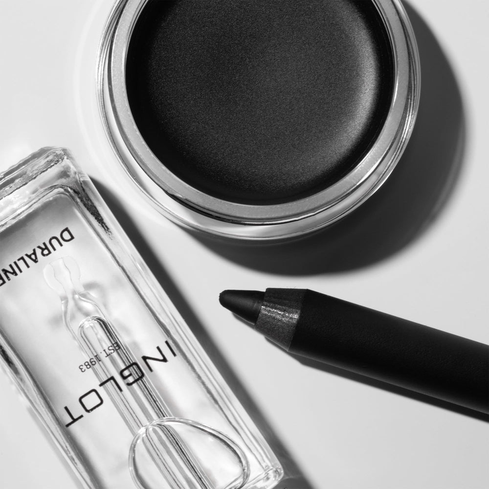 Inglot Duraline in makeup kit lifestyle shot showing compact size and professional kit compatibility