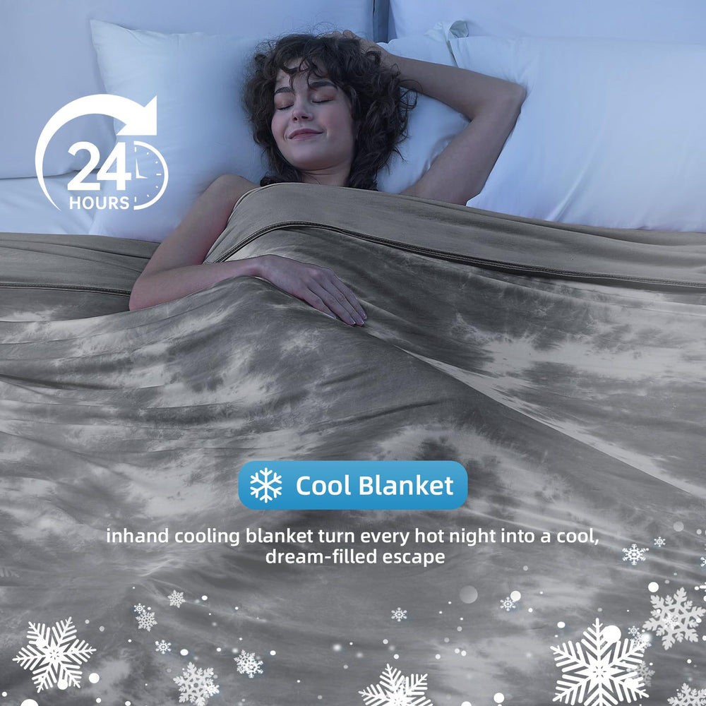inhand blanket in use at night, portrays cooler sleep environment for hot sleepers
