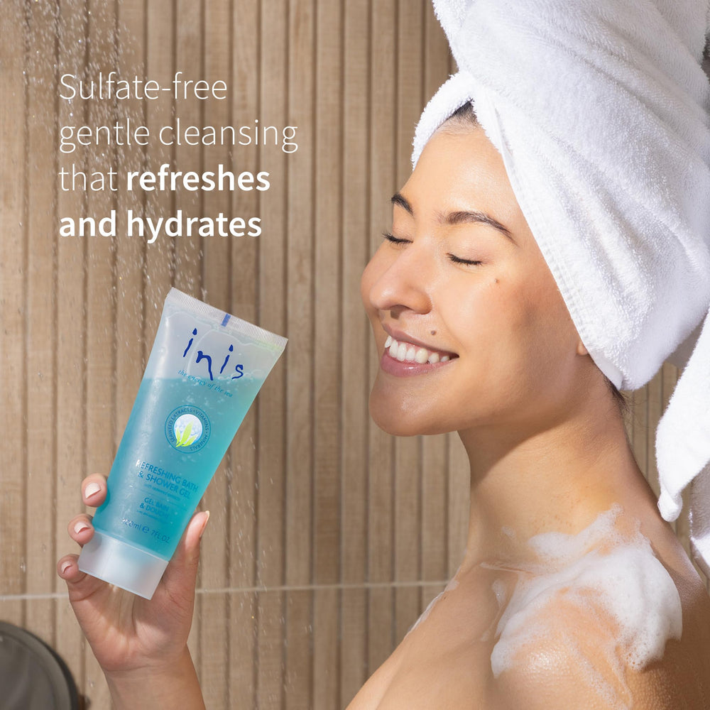 Inis gel texture on palm showing lightweight moisturizing feel